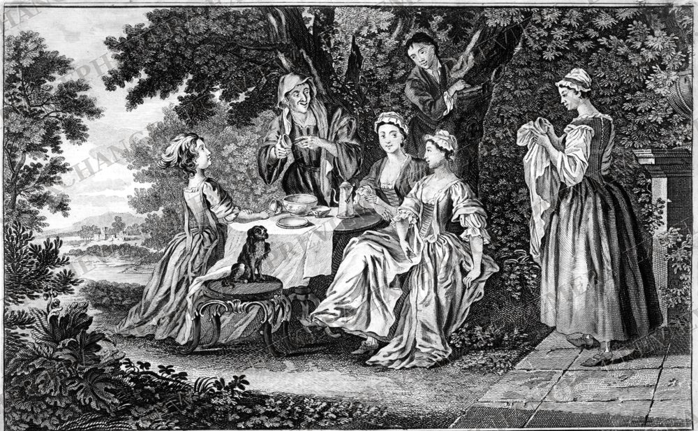 Coffee party in the garden, vintage coffee illustration (watermarked preview)