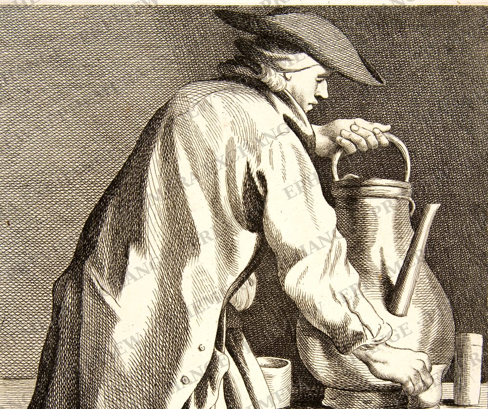 Street coffee vendor, vintage coffee illustration (watermarked preview)