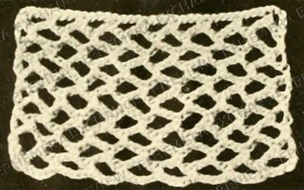 Vintage 1919 knitting photograph: filet crochet stitch swatch