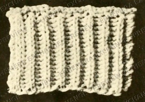 Vintage 1919 knitting photograph: ribbed knit stitch swatch