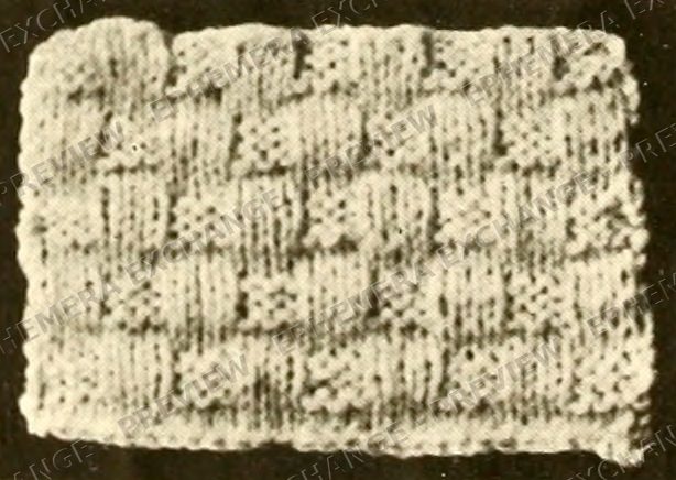 Vintage 1919 knitting photograph: basket weave knit swatch