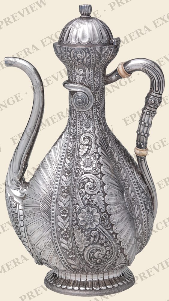 Silver coffee pot, vintage coffee illustration (watermarked preview)