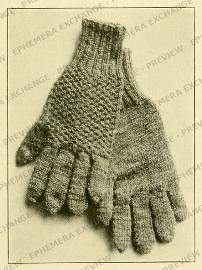 Vintage 1919 knitting photograph: knit gloves