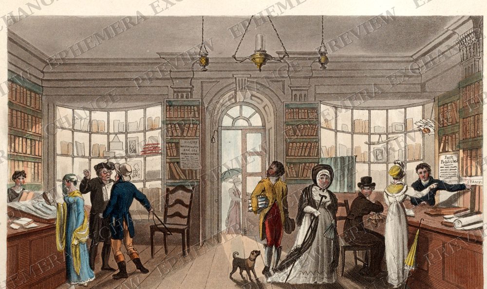 The circulating library, vintage illustration of reading (watermarked preview)