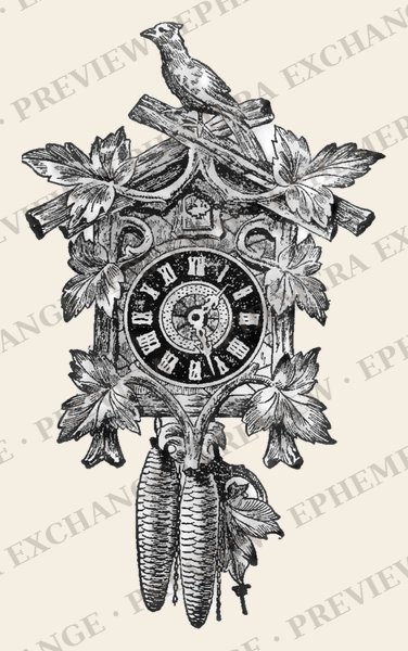 Vintage catalog illustration: bird cuckoo clock