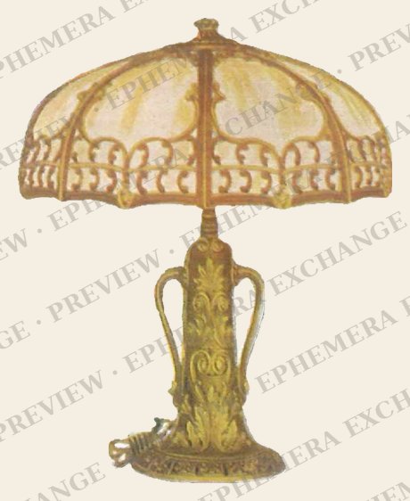 Vintage catalog illustration: art glass reading lamp