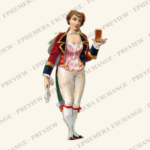 1887 chromolithograph card: servant