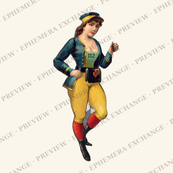 1887 chromolithograph card: conductor
