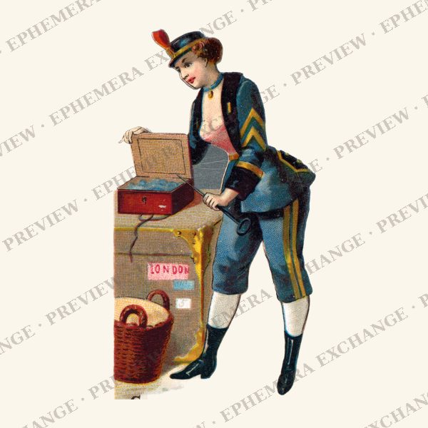 1887 chromolithograph card: custom house officer