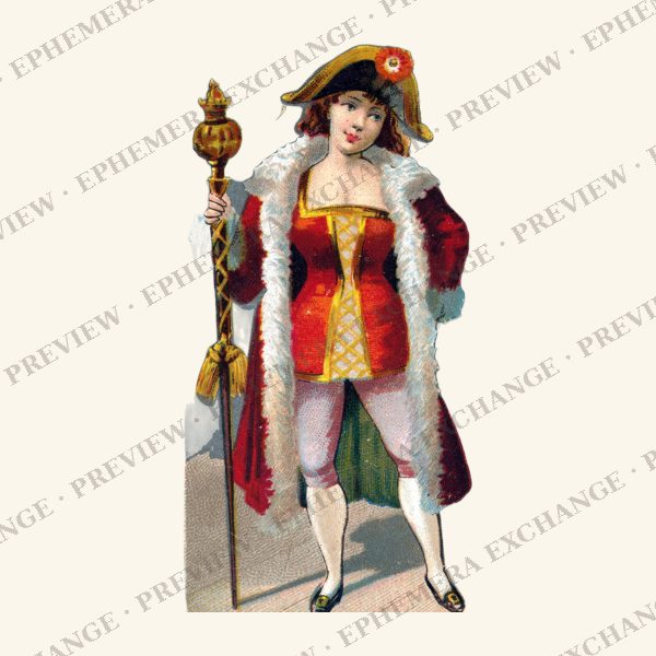 1887 chromolithograph card: door keeper