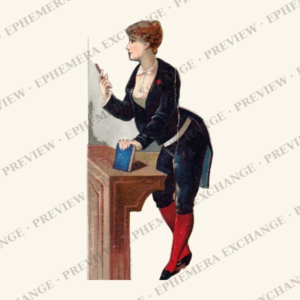 1887 chromolithograph card: teacher