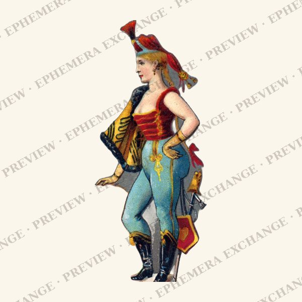 1887 chromolithograph card: hussar
