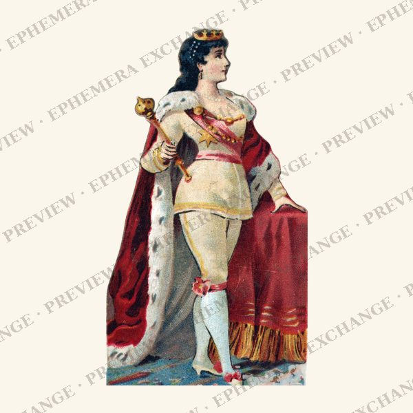 1887 chromolithograph card: king of the amazons