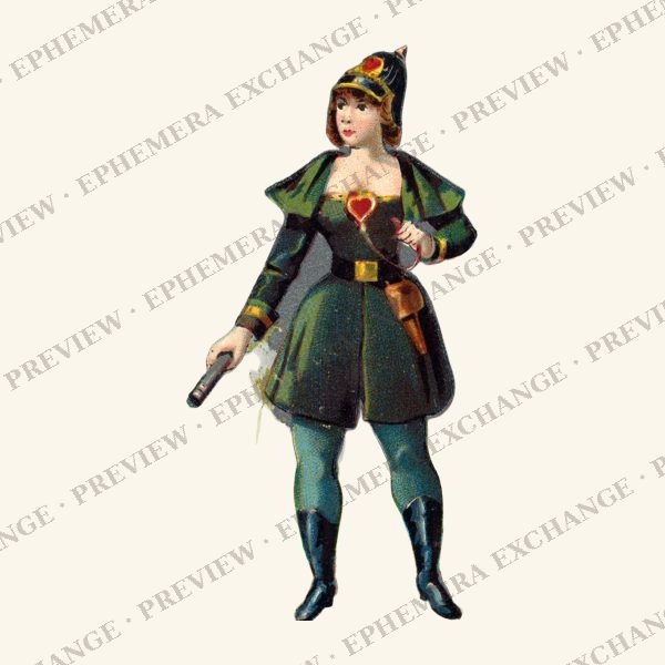 1887 chromolithograph card: policeman
