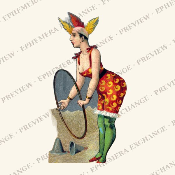 1887 chromolithograph card: clown